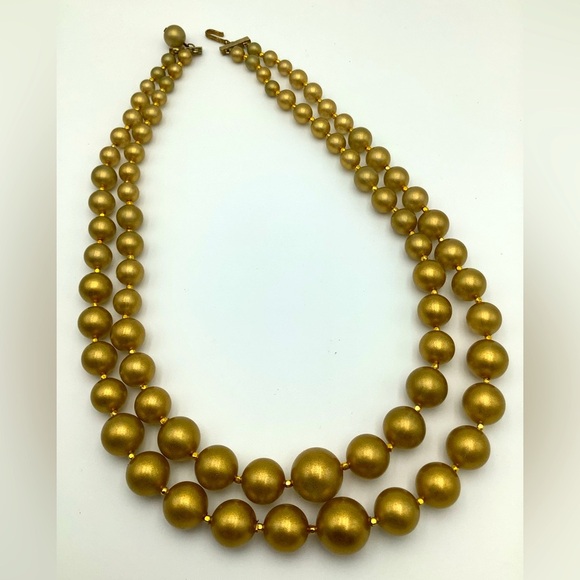 Vintage Double Strand Matte gold Beads - Picture 2 of 3